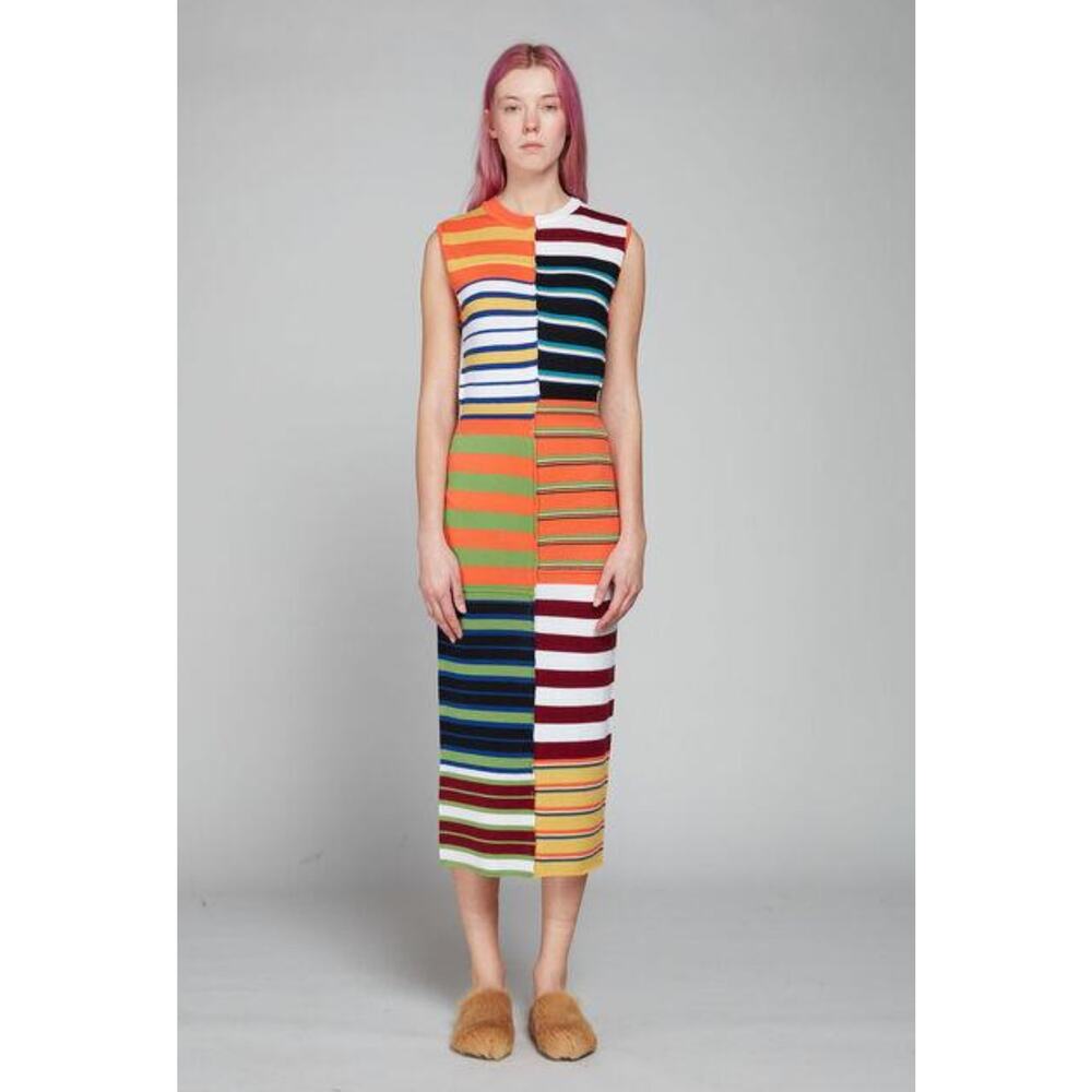 Marni, Striped Patchwork Midi Dress, NWT, Size 48